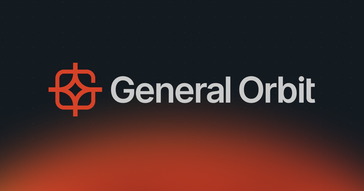 General Orbit’s orange and silver wordmark on its official dark brand artwork